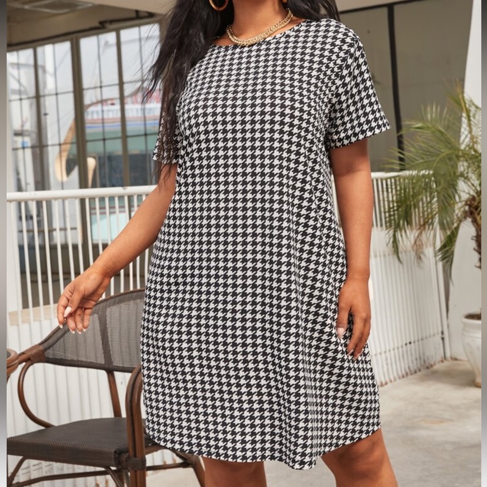 Houndstooth Black and White Dress